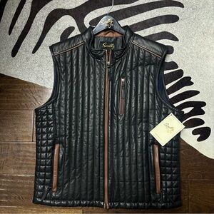 Scully Mens Black Italian Lamb Quilted Vest Size Large